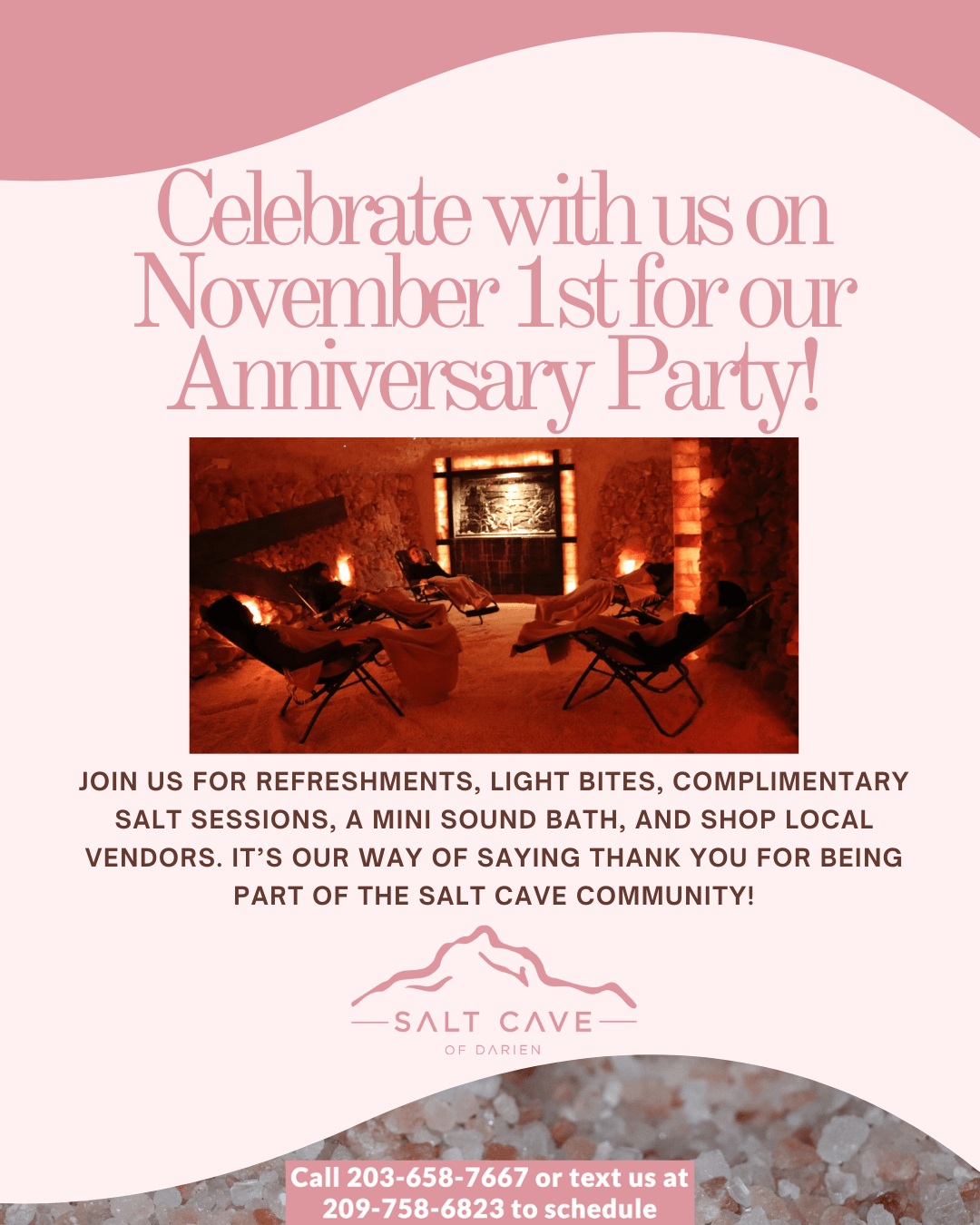 Anniversary salt cave celebration