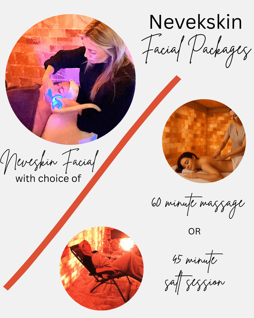 Bundles for Neveskin facial with massage or salt session